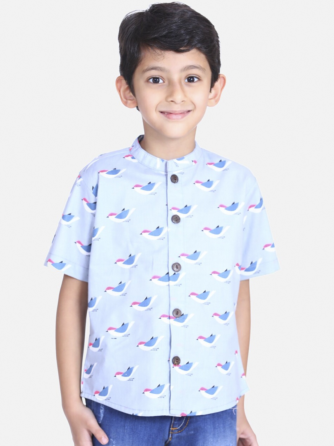 

Cutiekins Boys Blue & Off-White Regular Fit Printed Casual Shirt
