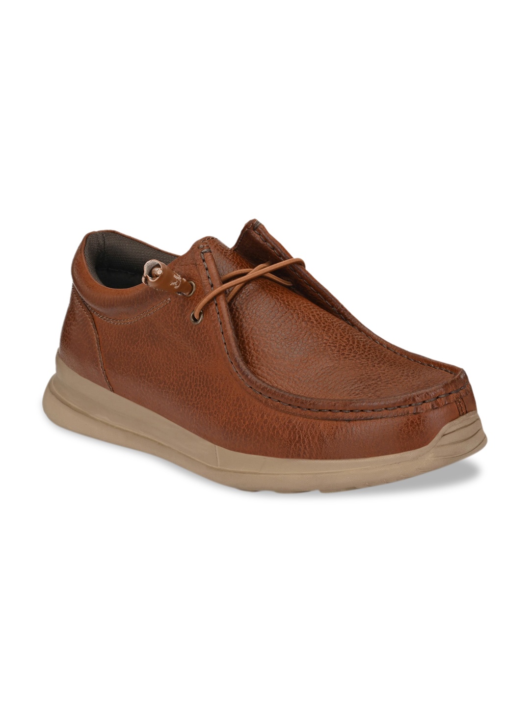 

CARLO ROMANO Men Tan Brown Solid Leather Derbys
