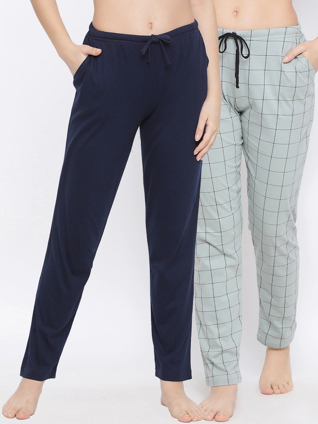 

Kanvin Women Pack Of 2 Printed Lounge Pants, Navy blue