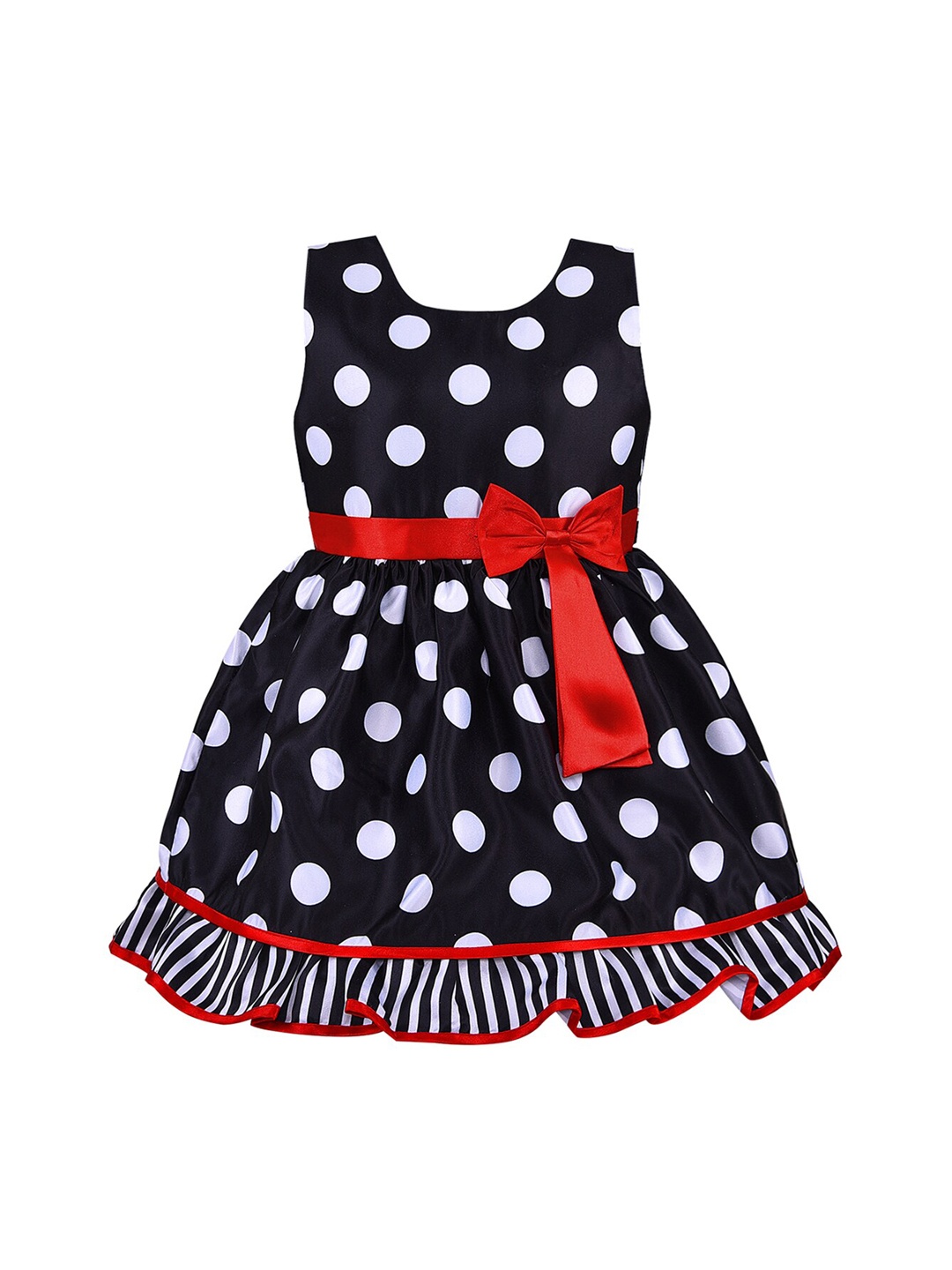 

Wish Karo Girls Black Printed Fit and Flare Dress