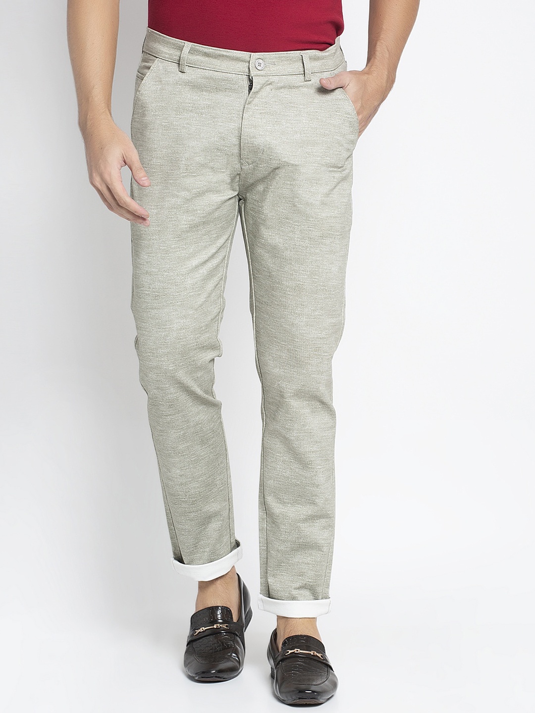 

Rodamo Men Sea Green Slim Fit Solid Regular Trousers