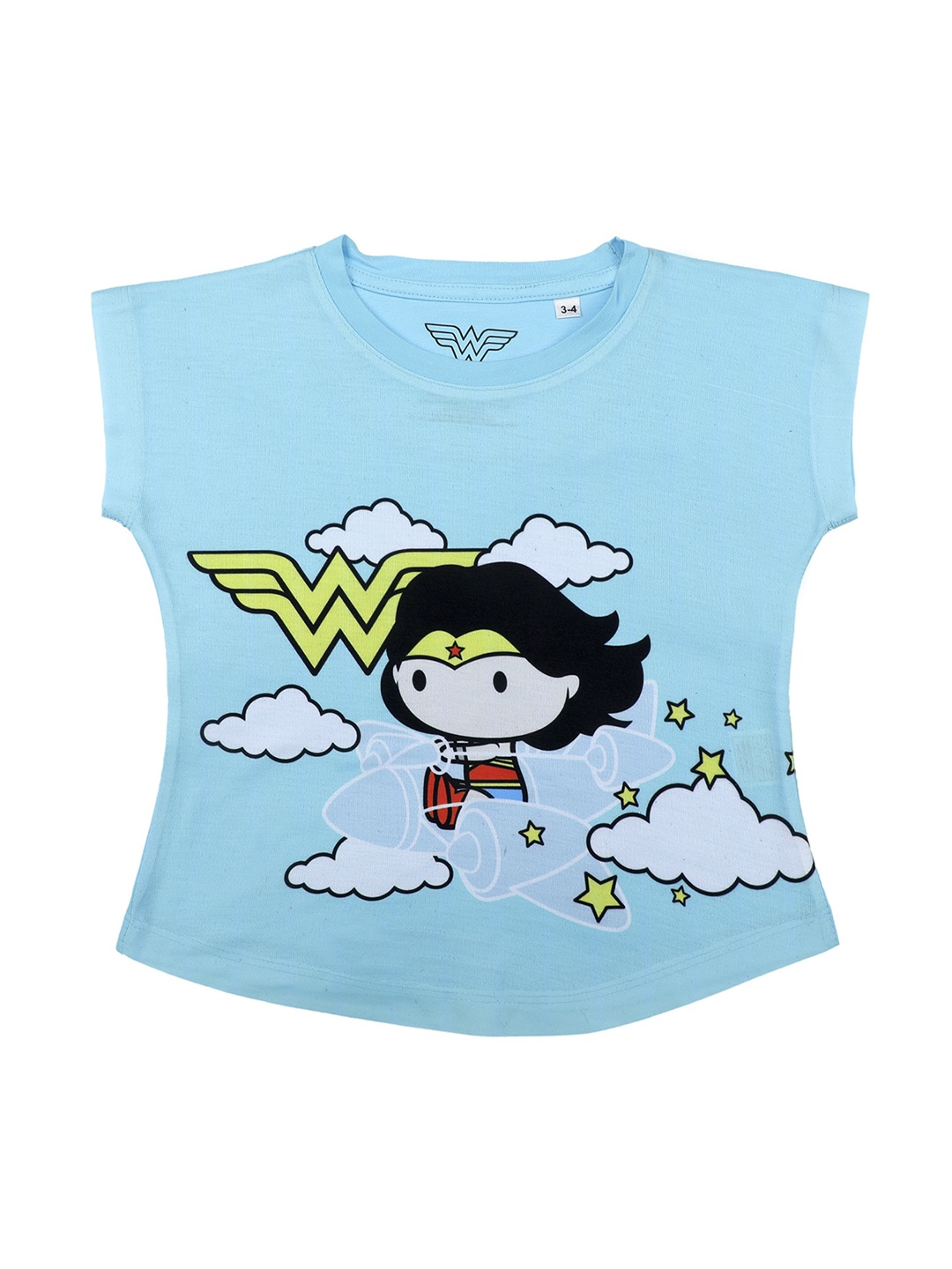 

Wonder Woman Girls Blue Printed Top