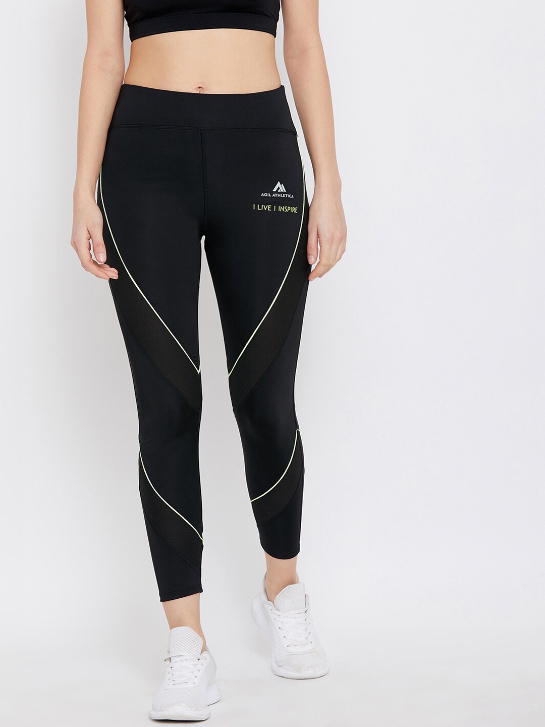 

AGIL ATHLETICA Women Black Solid Rapid-Dry Tights