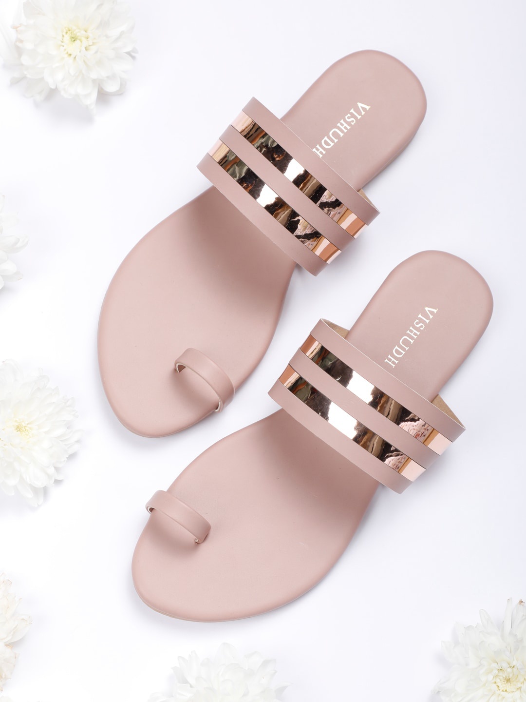

Vishudh Women Pink Embellished One Toe Flats