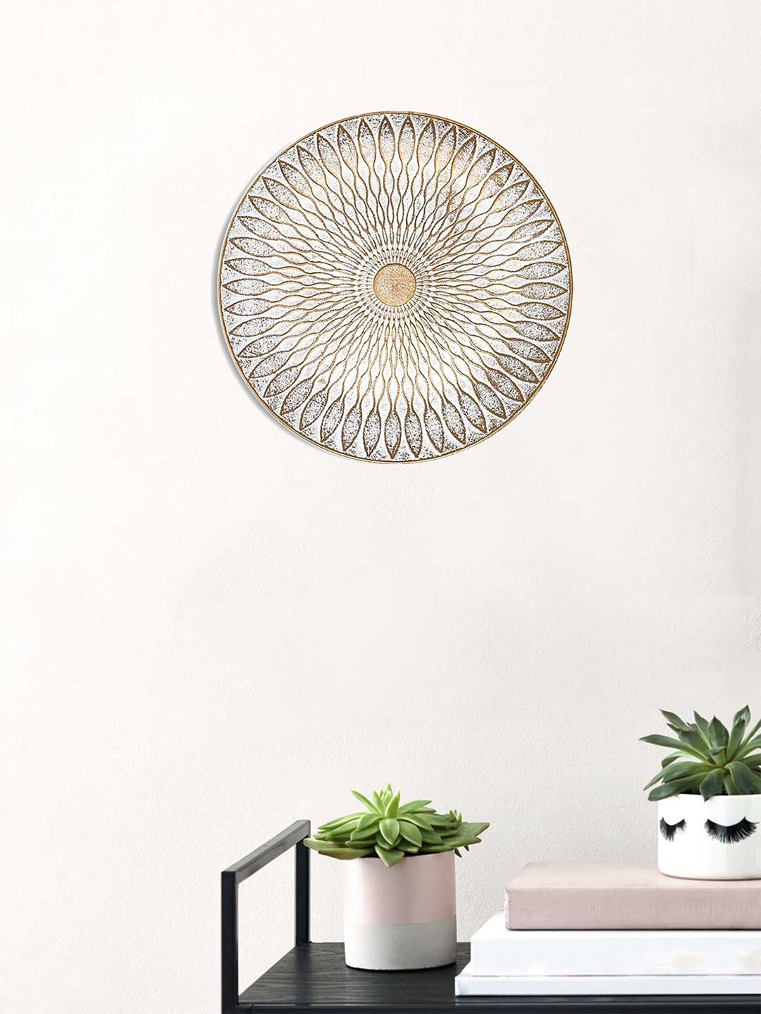 

Art Street White Textured Round Wall Plate Decor