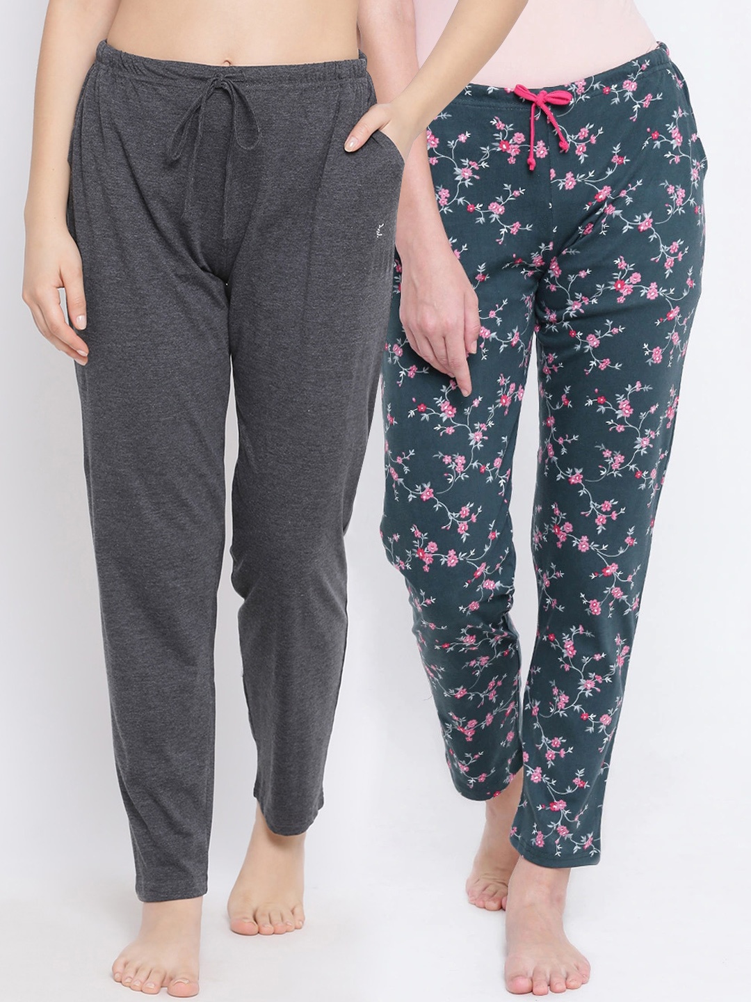 

Kanvin Women Pack Of 2 Lounge Pants, Charcoal
