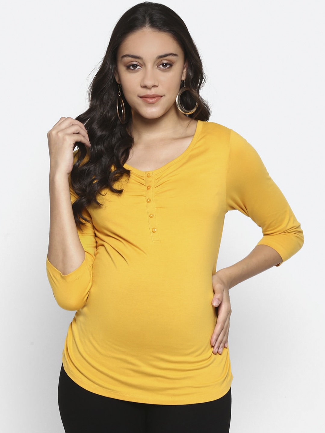 

Momsoon Maternity Women Yellow Solid Top