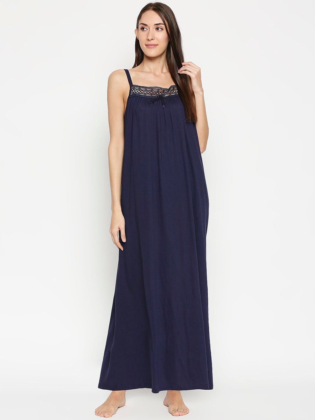 

AV2 Women Navy Blue Solid Nightdress