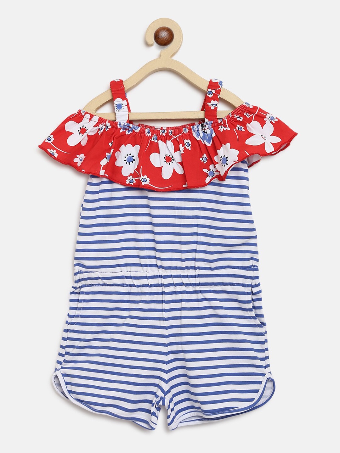 Chicco Girls Blue & White Striped Playsuit