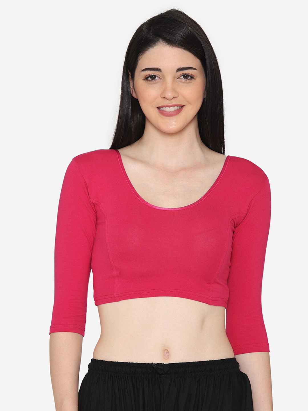 

Vami Women Pink Solid Readymade Saree Blouse