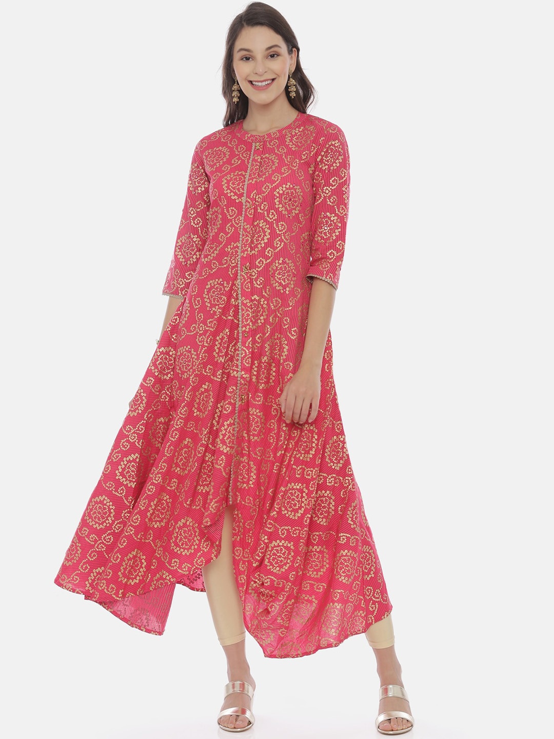 

Neerus Women Pink Printed A-Line Kurta