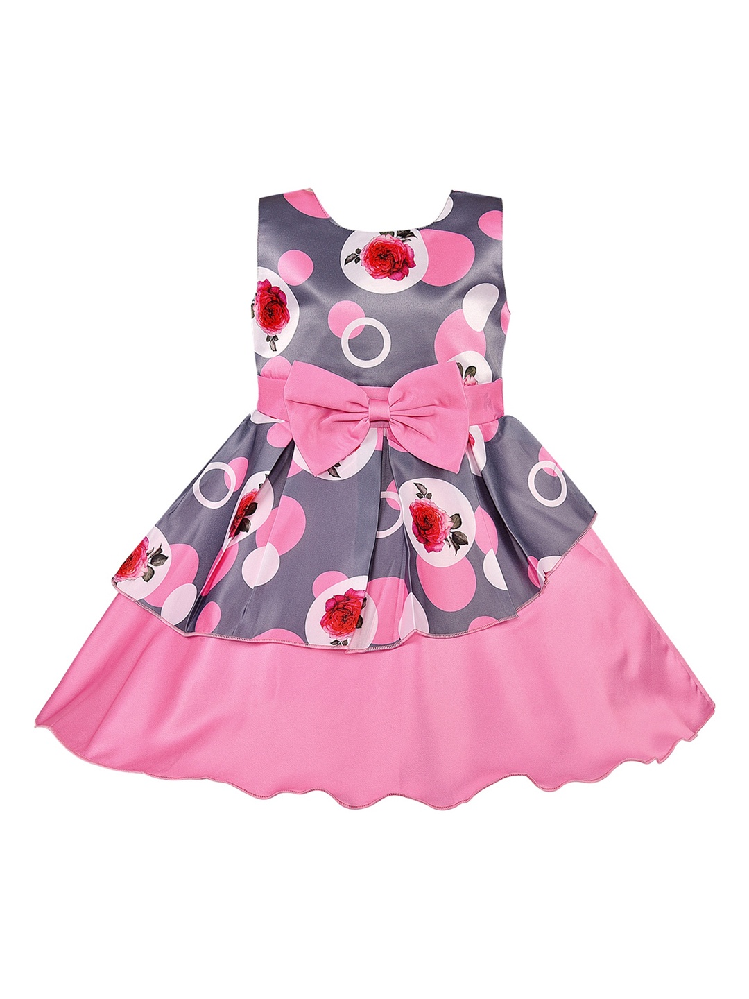 Wish Karo Girls Pink Printed Fit and Flare Dress