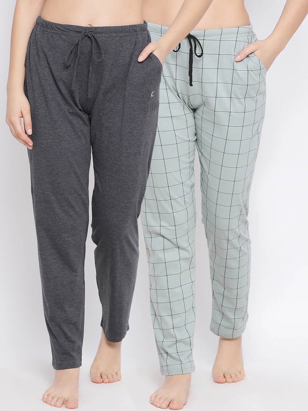 Kanvin Women Pack Of 2 Printed Lounge Pants, Grey