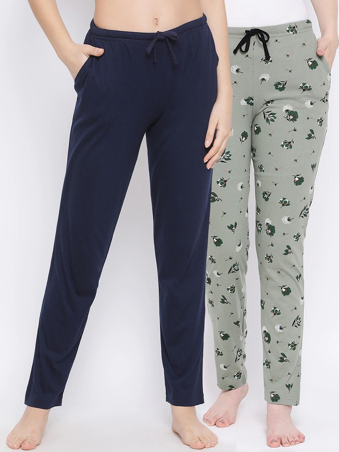 

Kanvin Women Pack Of 2 Printed Lounge Pants, Navy blue