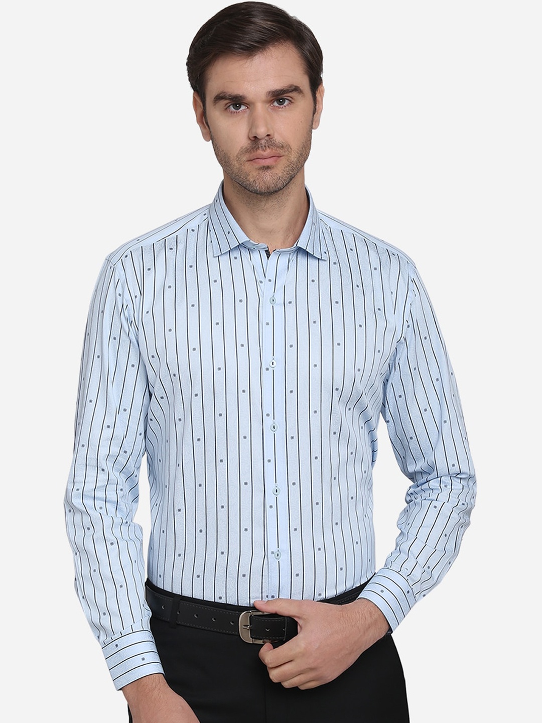 

Greenfibre Men Blue Slim Fit Striped Casual Shirt