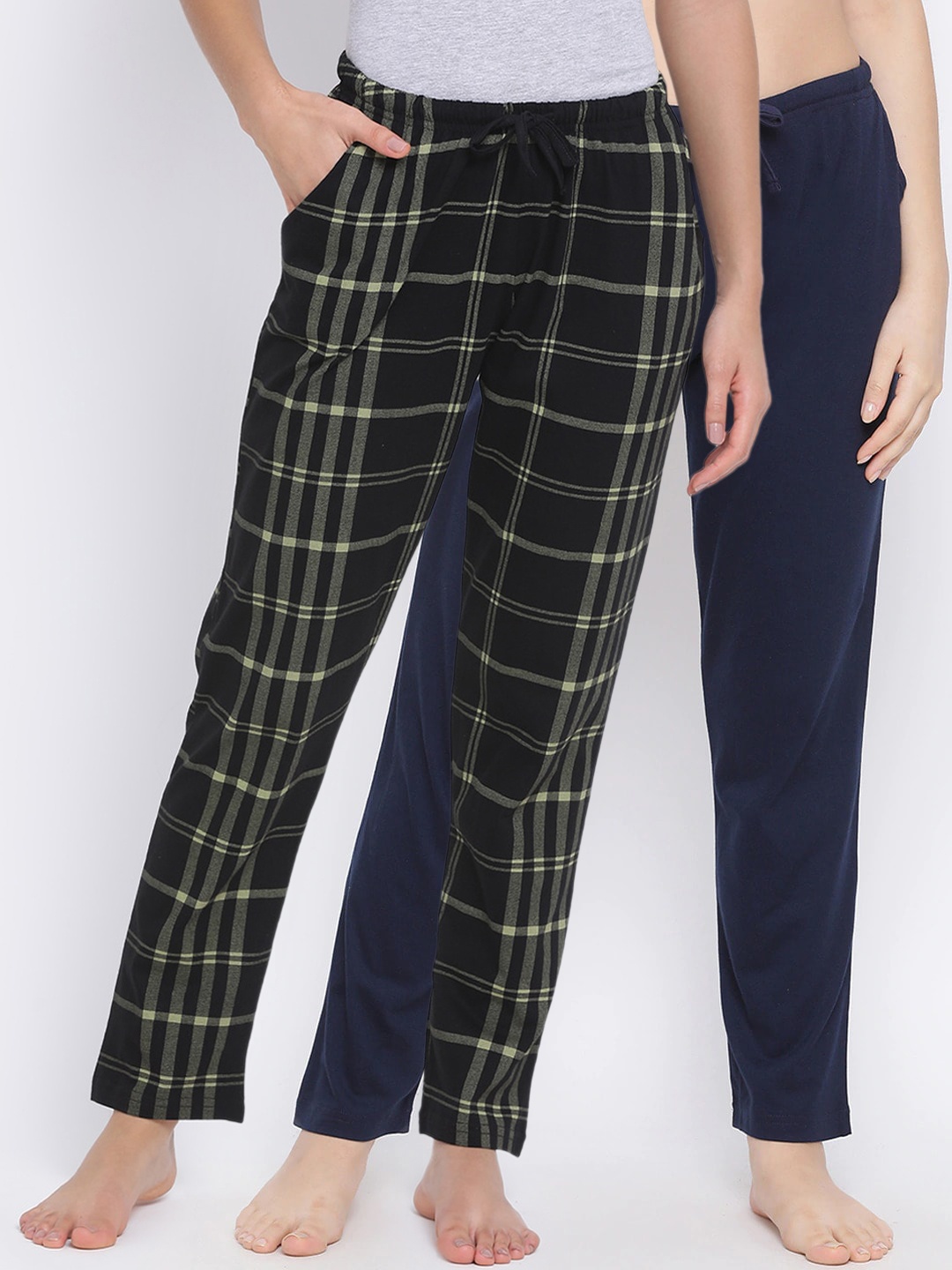 

Kanvin Women Pack Of 2 Printed Lounge Pants, Navy blue