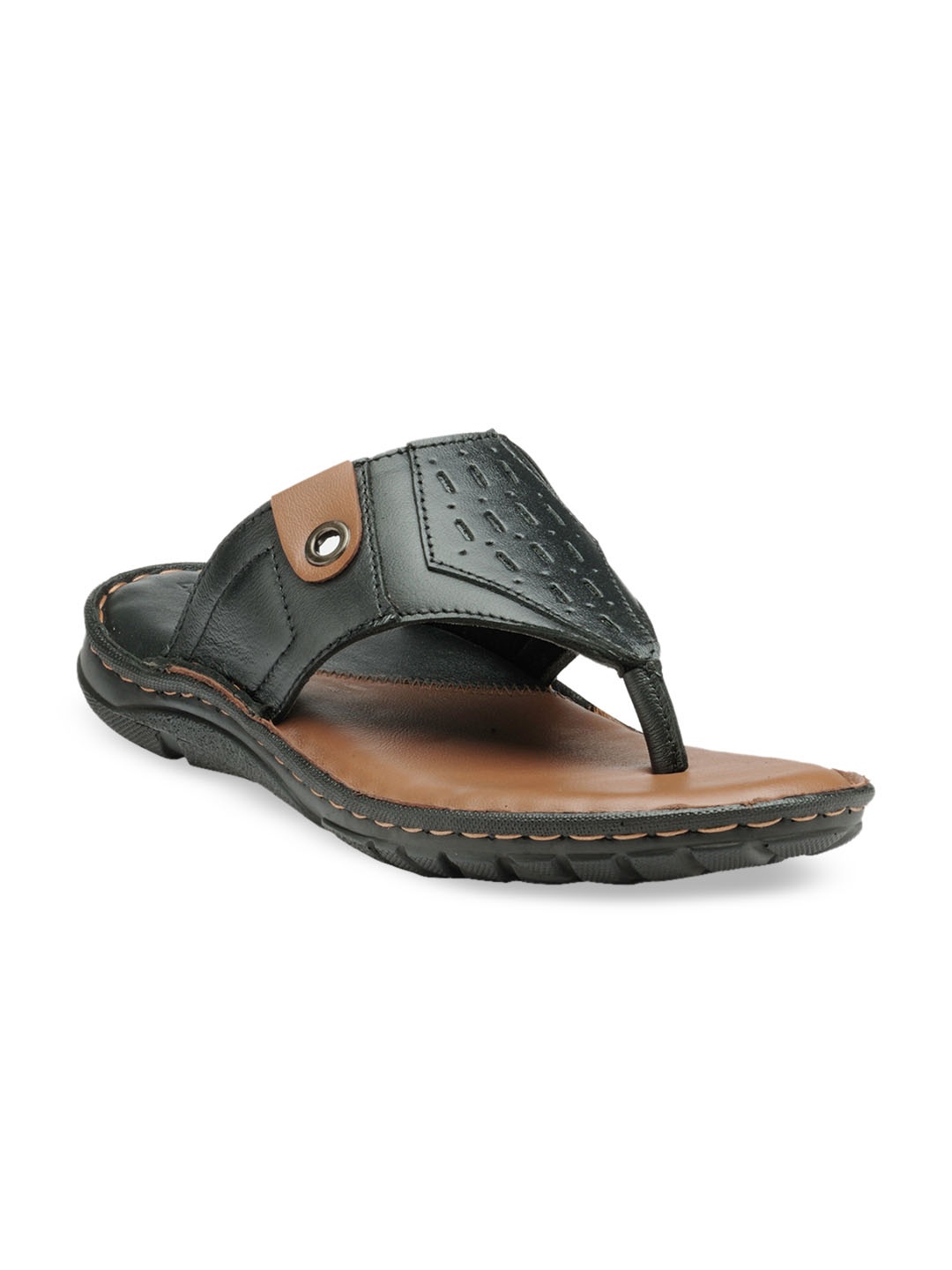 

Teakwood Leathers Men Black & Brown Comfort Sandals