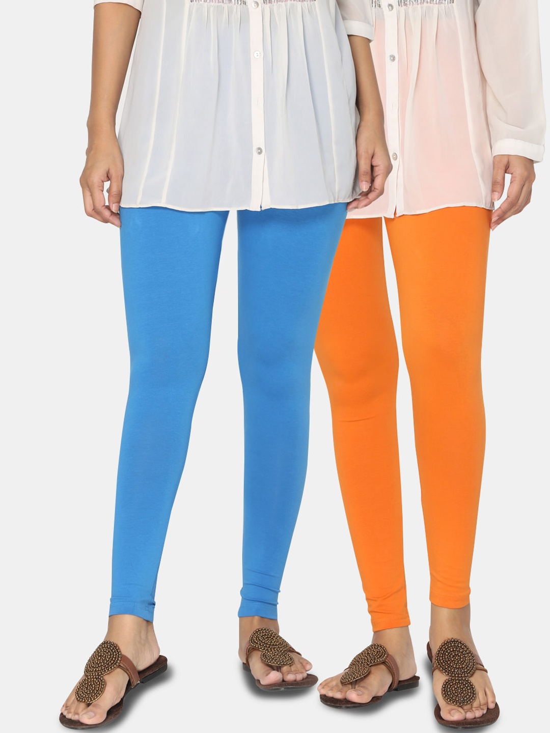 TSG Bliss Women Pack Of 2 Solid Ankle-Length Leggings, Blue
