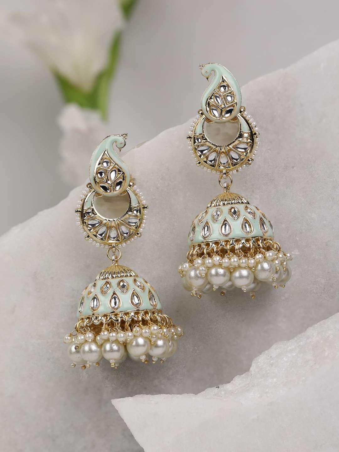 

Priyaasi Green Contemporary Jhumkas