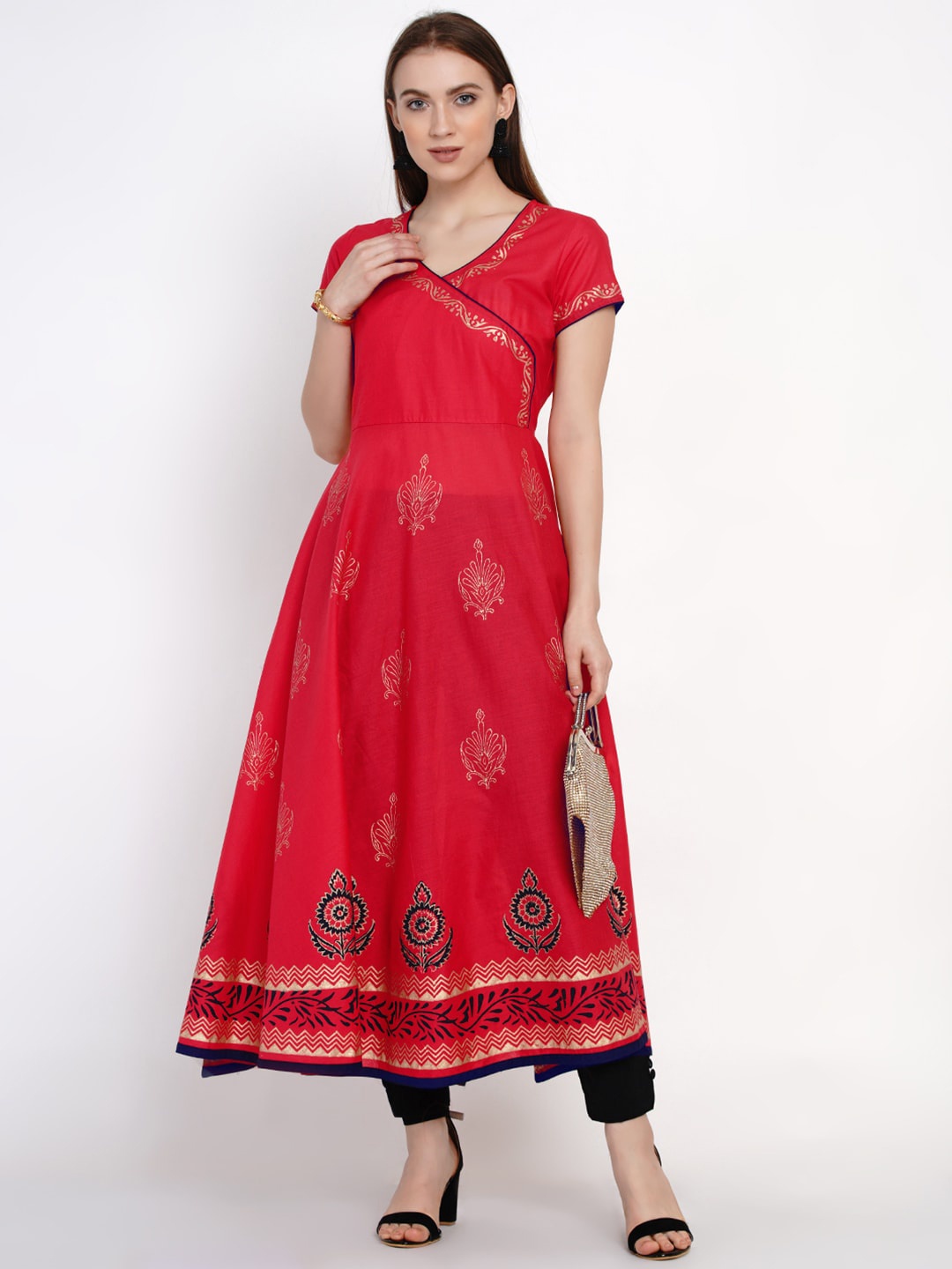 

Akshatani Women Red Printed Anarkali Kurta