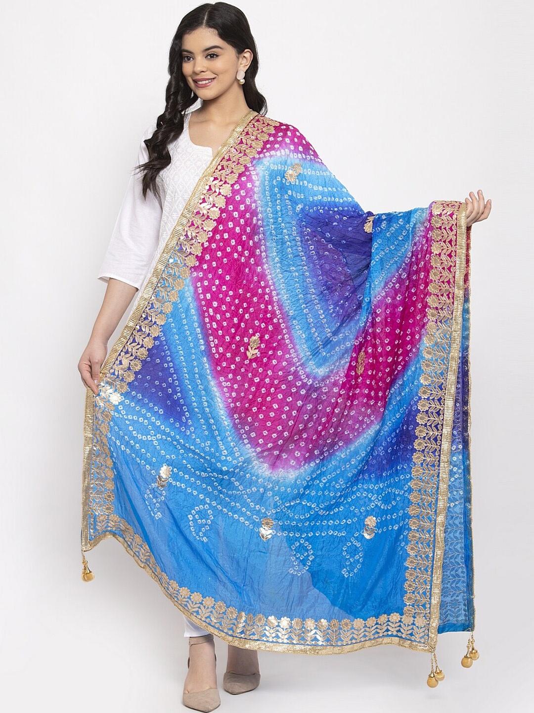 

Clora Creation Blue & Magenta Dyed Dupatta