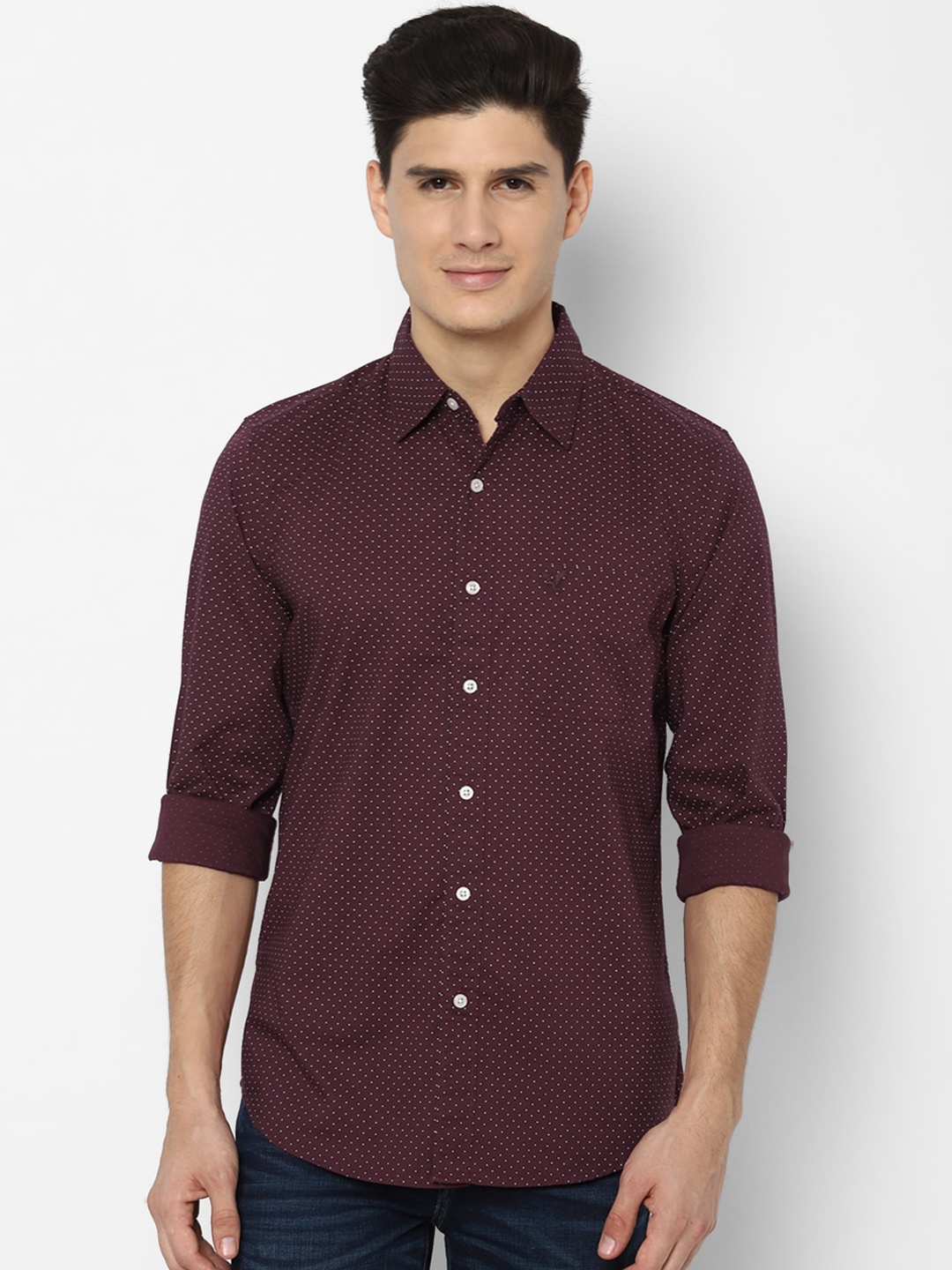 

AMERICAN EAGLE OUTFITTERS Men Burgundy Slim Fit Printed Casual Shirt