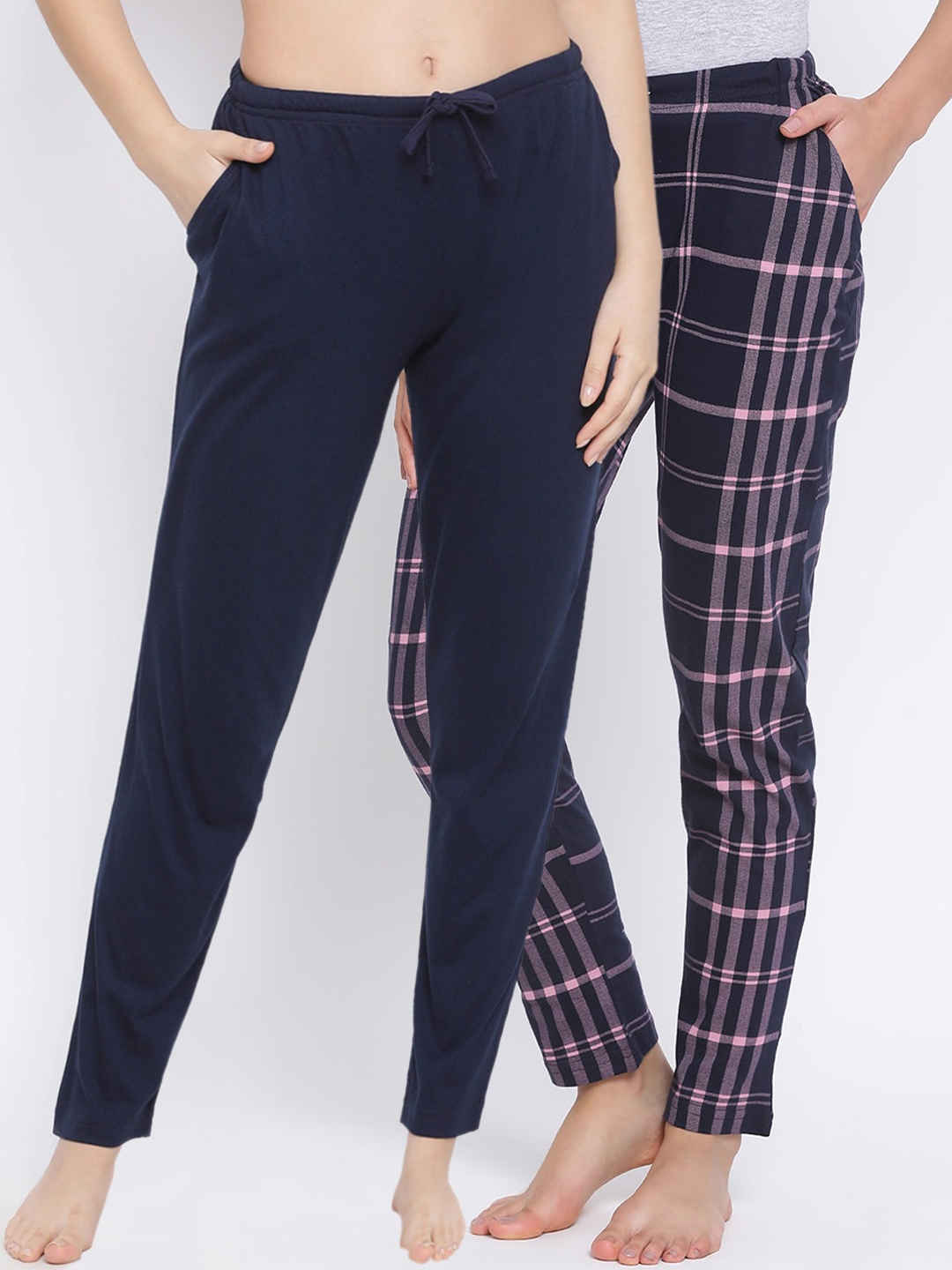 

Kanvin Women Pack Of 2 Printed Lounge Pants, Navy blue