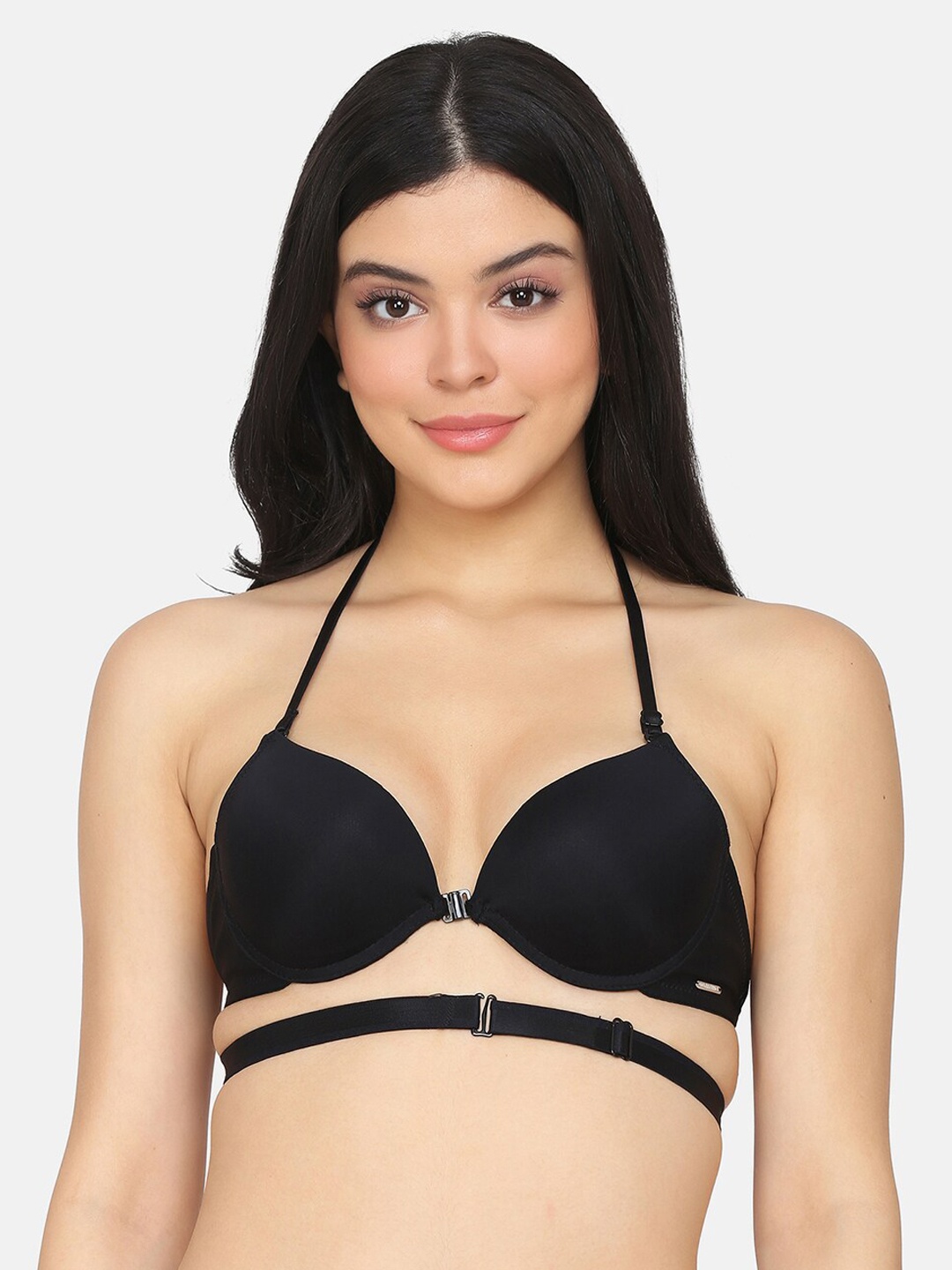

Da Intimo Black Solid Underwired Heavily Padded T-shirt Bra DI-1301 BLACK-C21