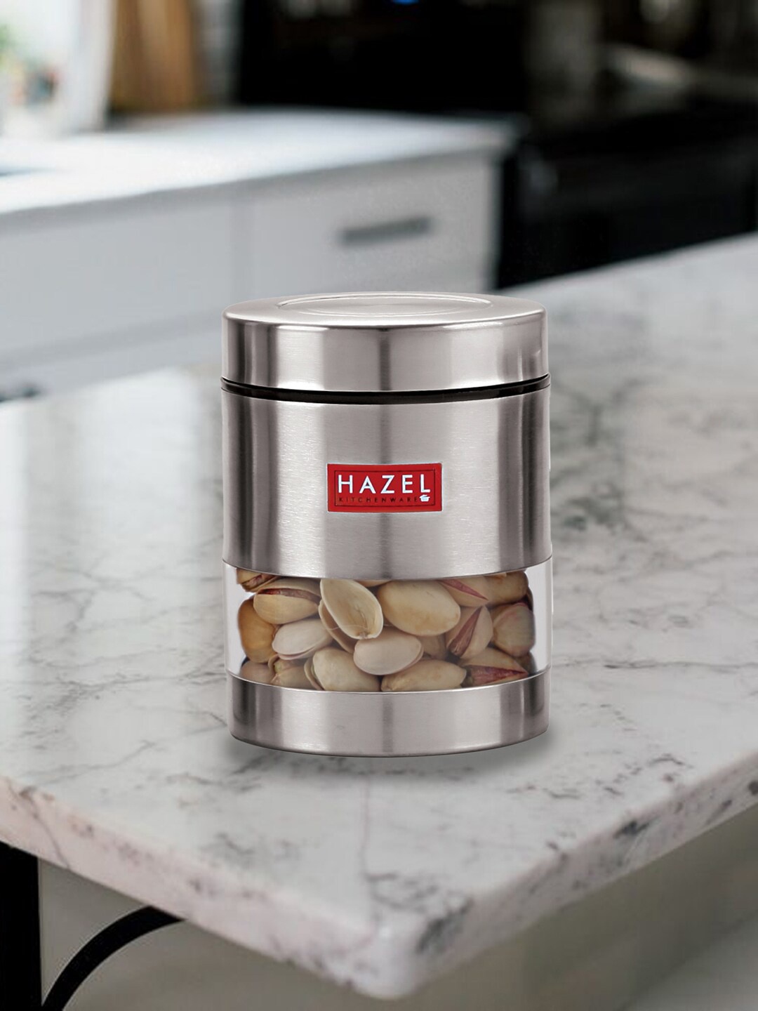 

HAZEL Stainless Steel Transparent Container 500 Ml, Silver