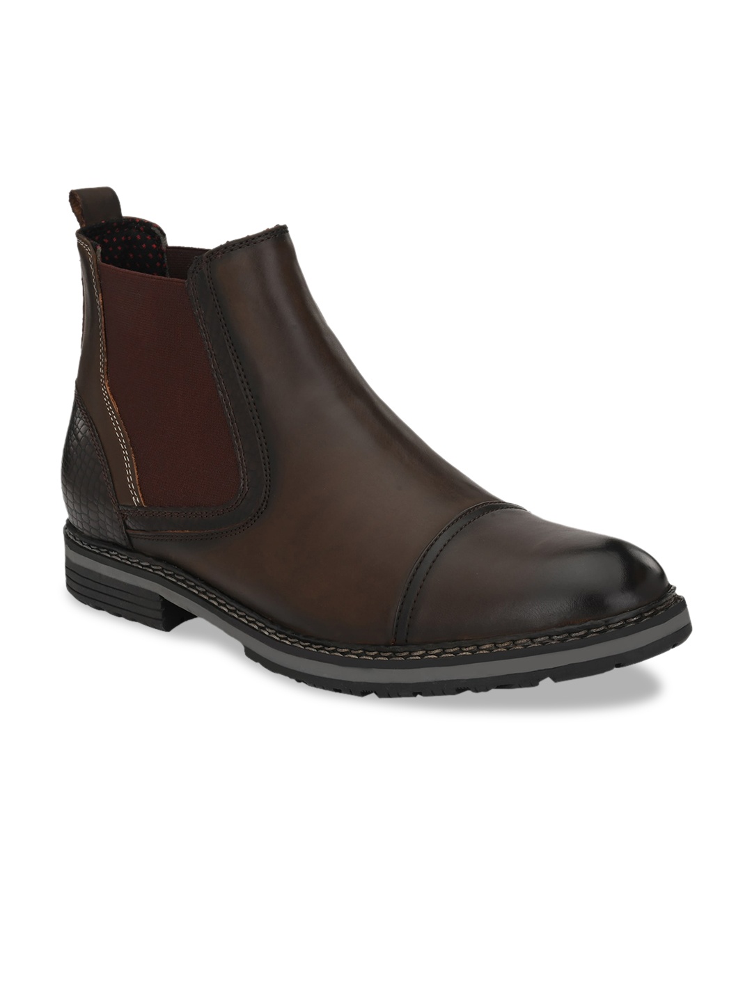 

Delize Men Brown Solid Mid-Top Lightweight Flat Boots