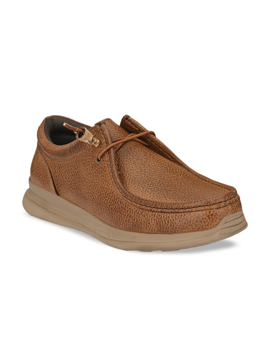 

CARLO ROMANO Men Khaki Solid Leather Derbys