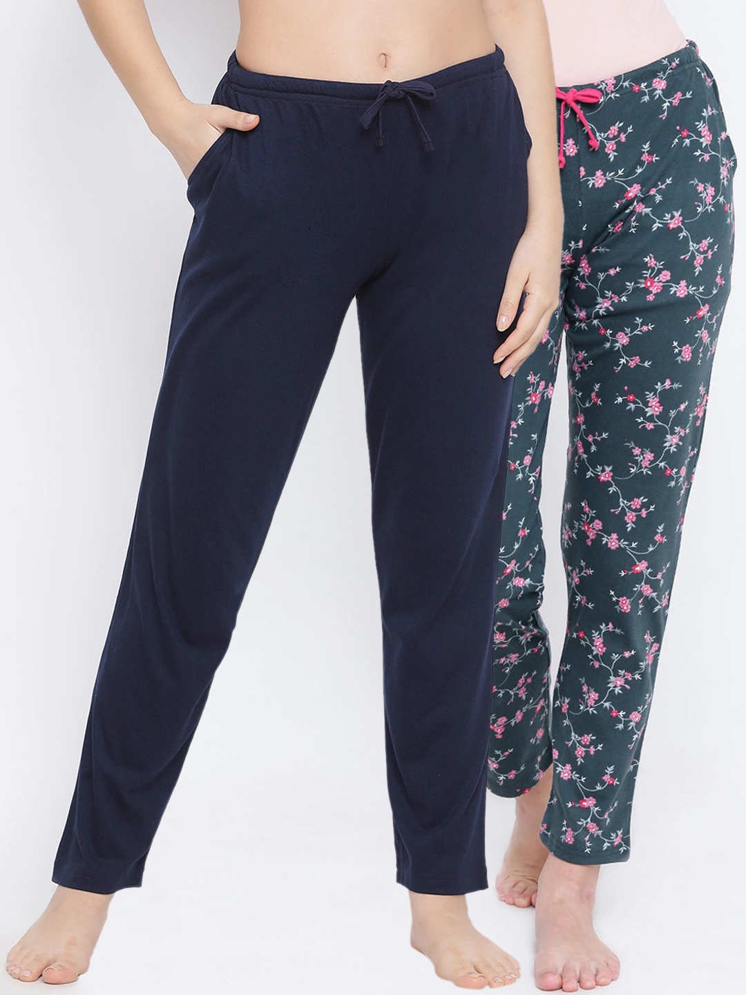

Kanvin Women Pack Of 2 Printed Lounge Pants, Navy blue