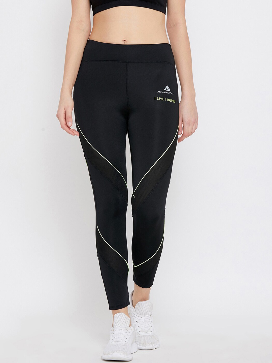 

AGIL ATHLETICA Women Black Solid Rapid-Dry Tights