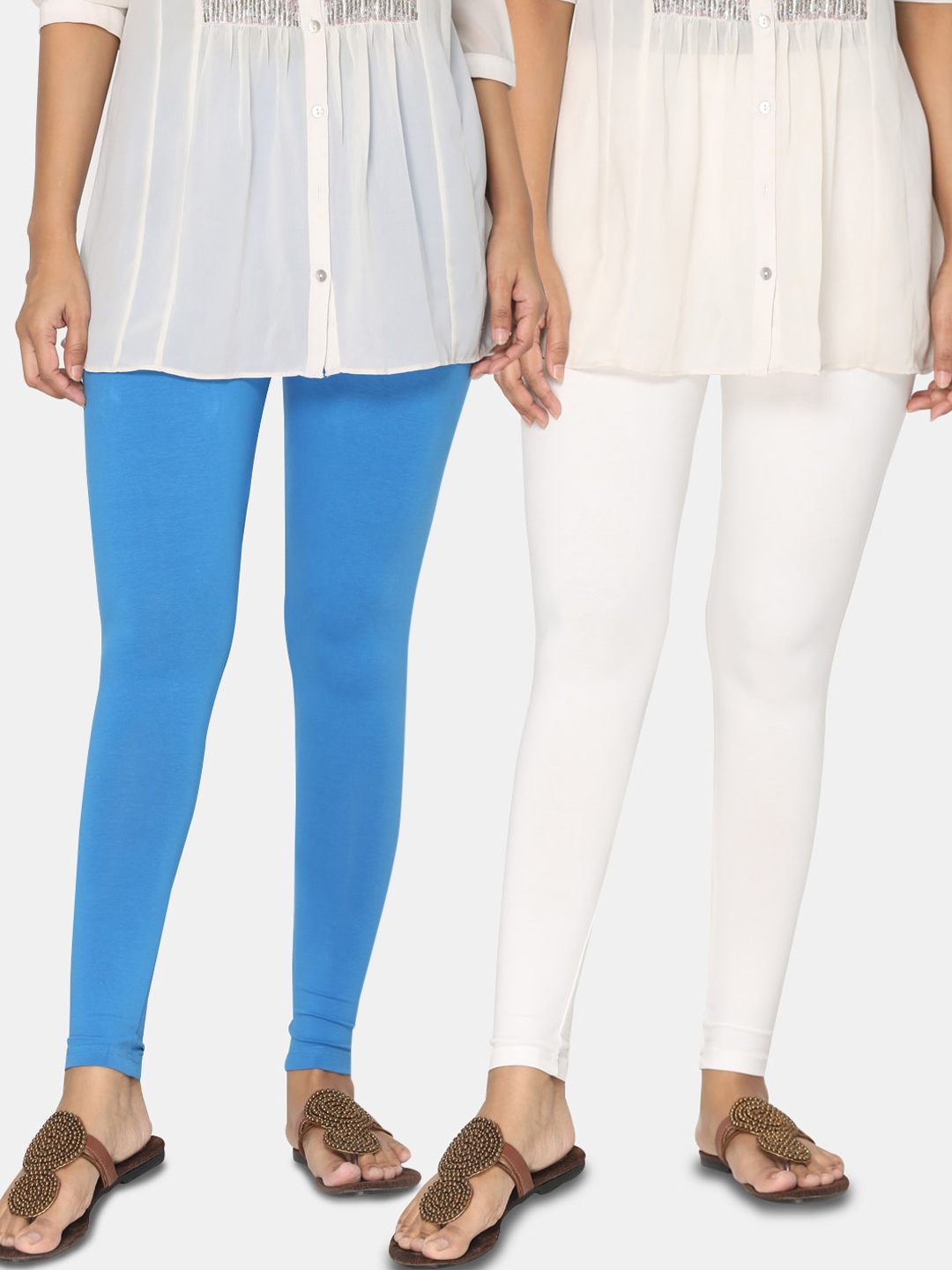 

TSG Bliss Women Pack Of 2 Solid Ankle-Length Leggings, Blue