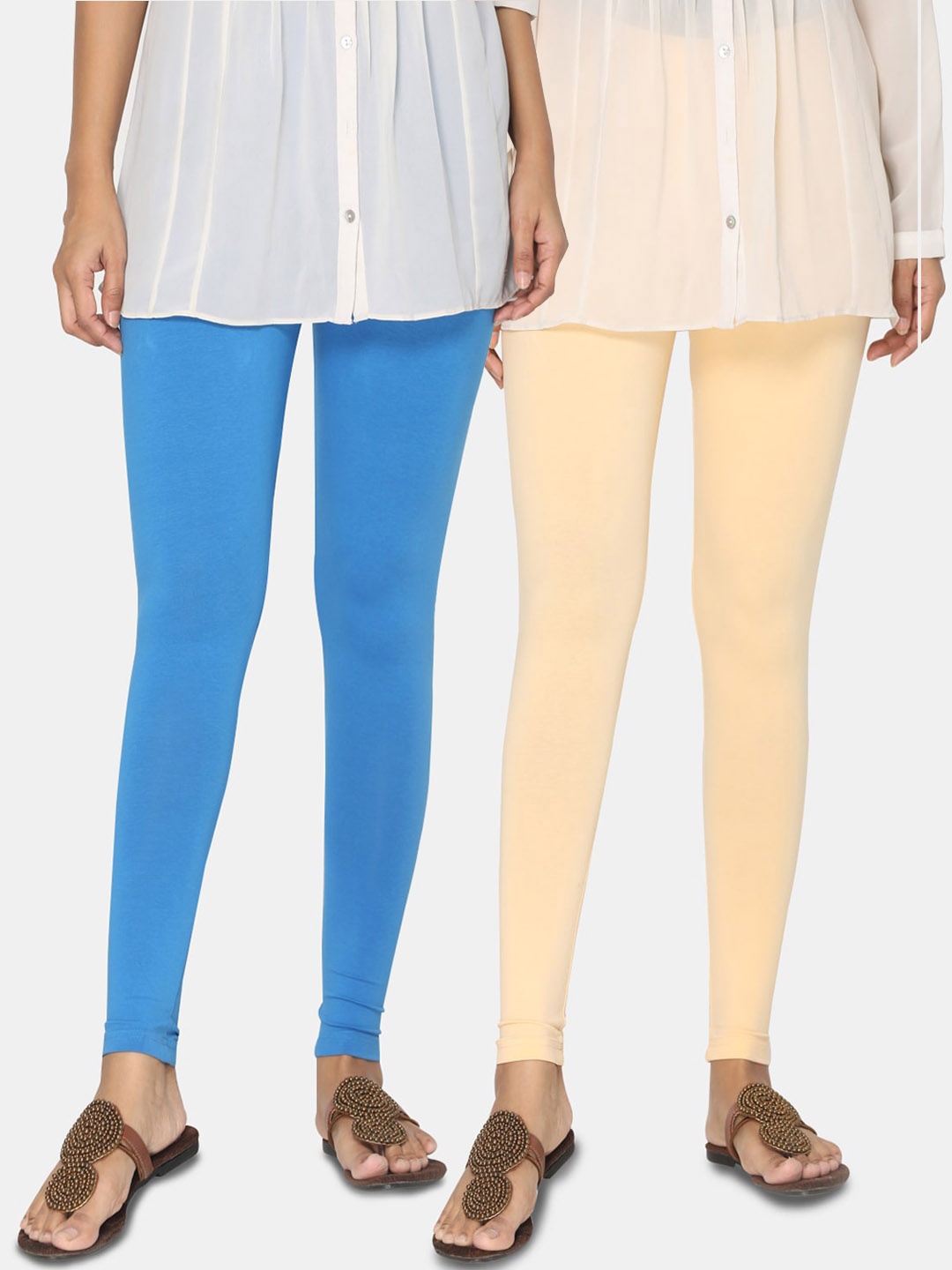 

TSG Bliss Women Pack Of 2 Solid Ankle-Length Leggings, Blue