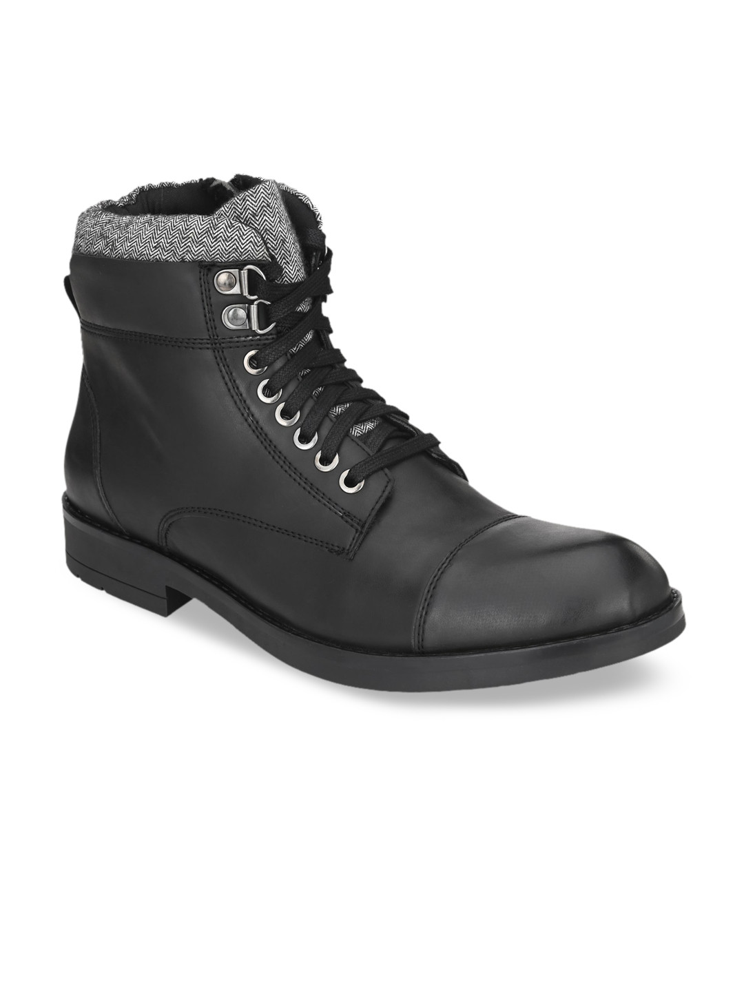 

Delize Men Black Solid Mid-Top Flat Boots