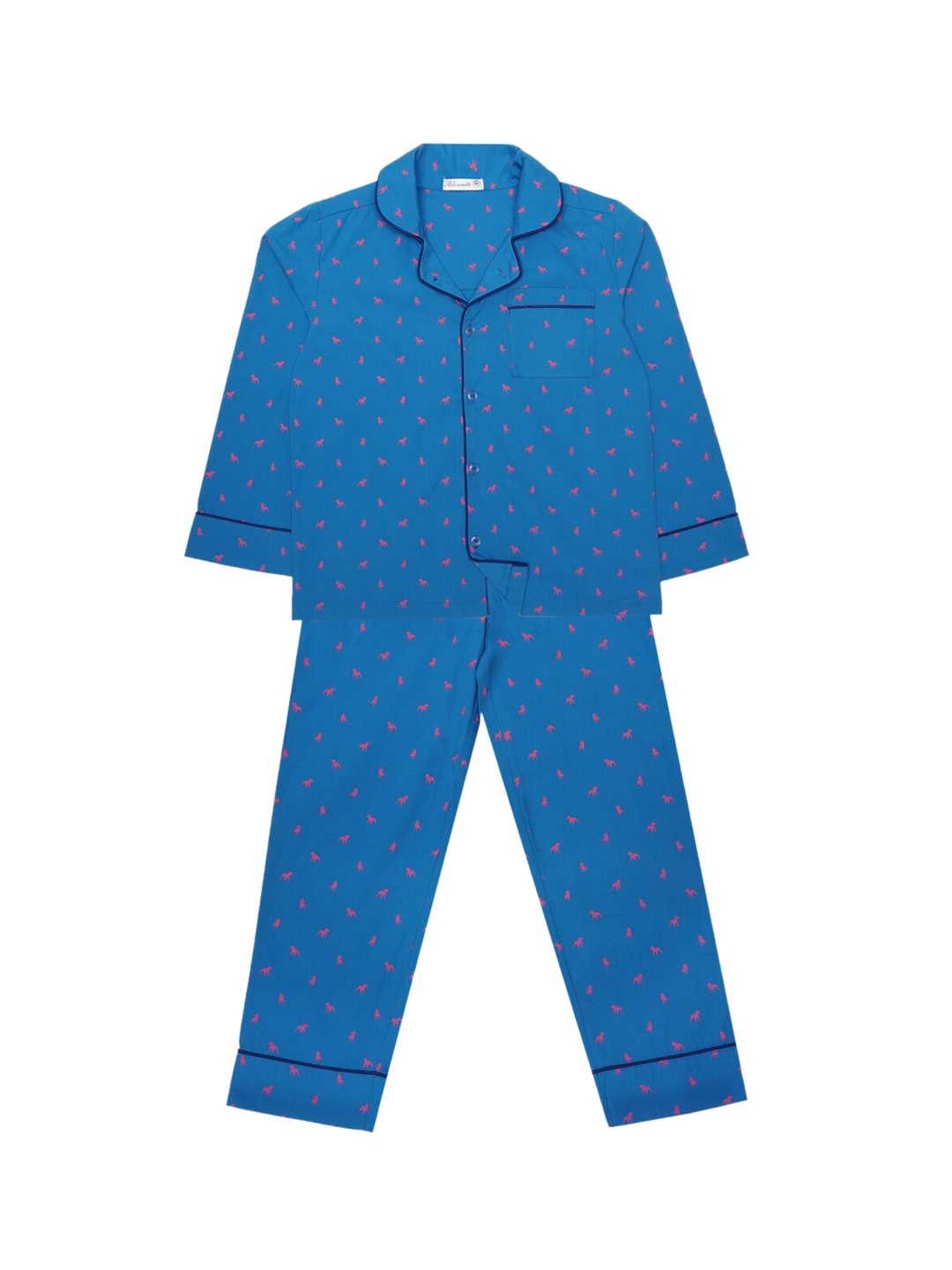 

ADORENITE Unisex Kids Blue & Pink Printed Night Suit