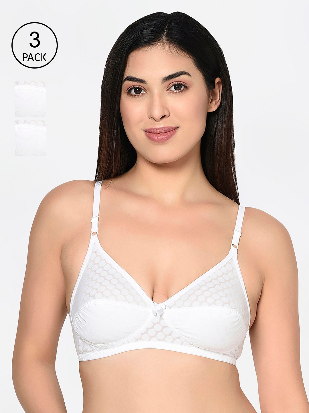 

Bodycare Pack Of 3 Printed Non-Wired Non Padded Everyday Bra 1560W, White
