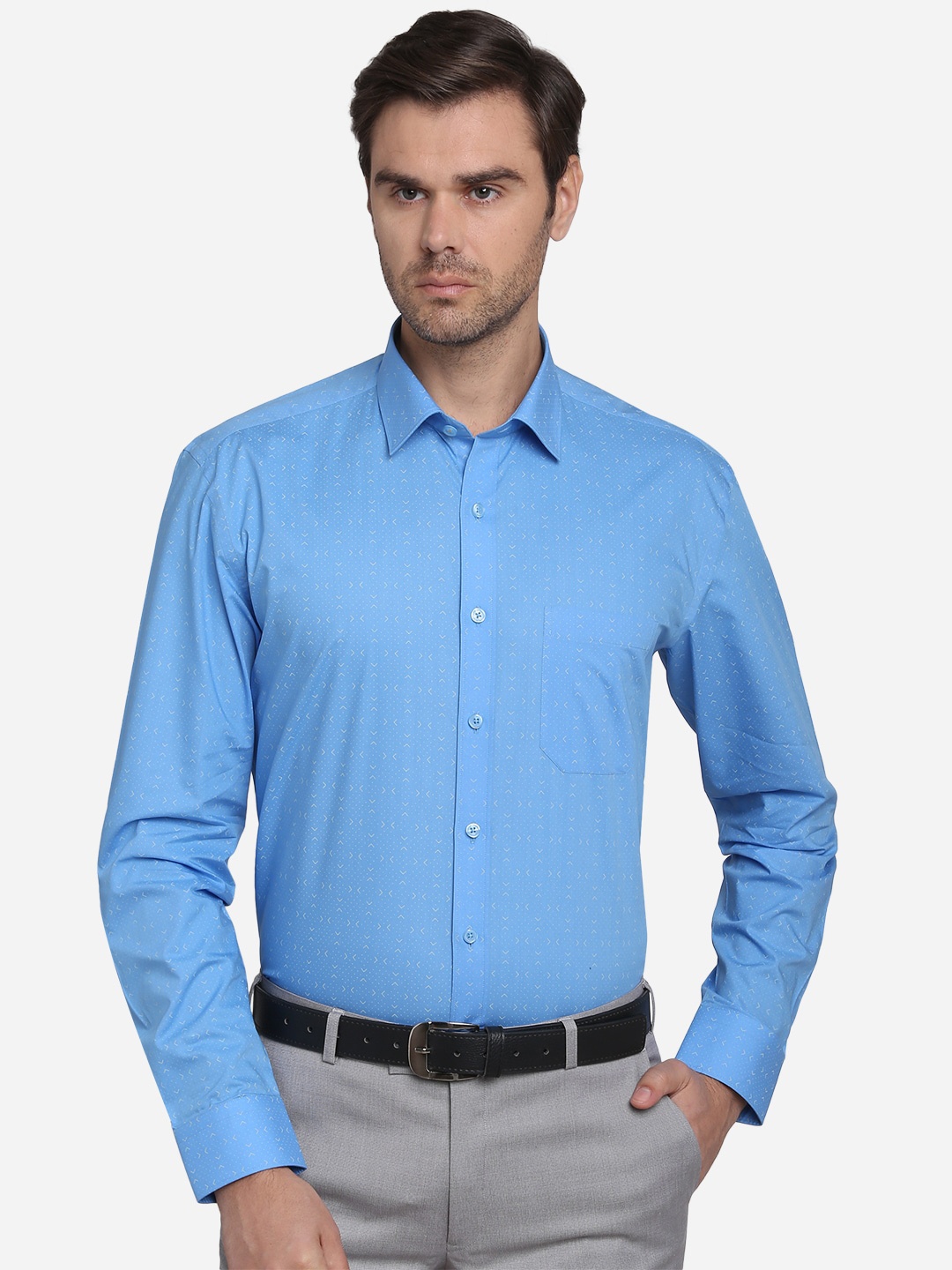 

JADE BLUE Men Blue Regular Fit Printed Cotton Formal Shirt