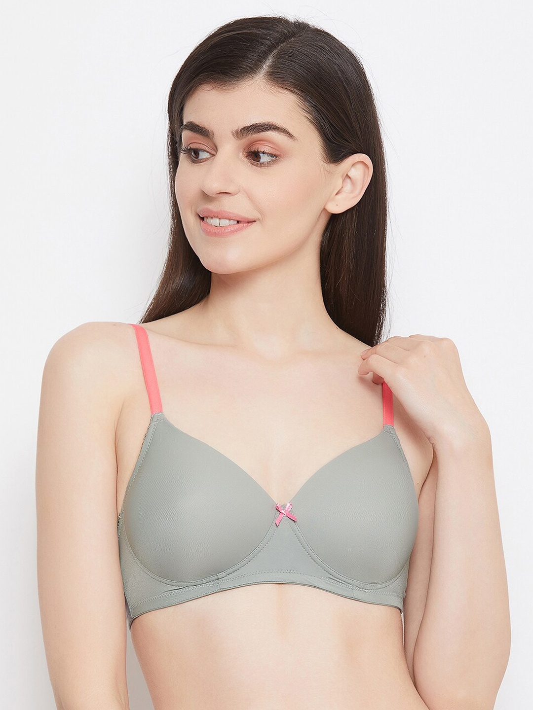 

Clovia Grey Solid Underwired Lightly Padded T-shirt Bra BR1277X0536E