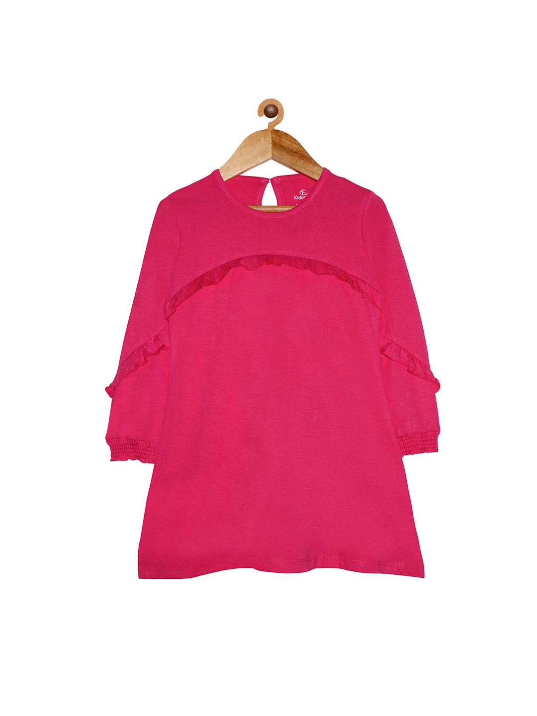 

KiddoPanti Girls Fuchsia Pink Solid A-Line Pure Cotton Dress