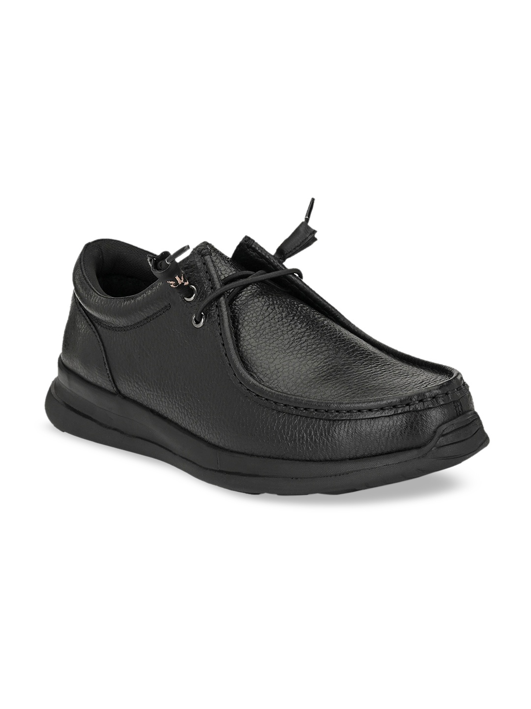 

CARLO ROMANO Men Black Textured Leather Derbys
