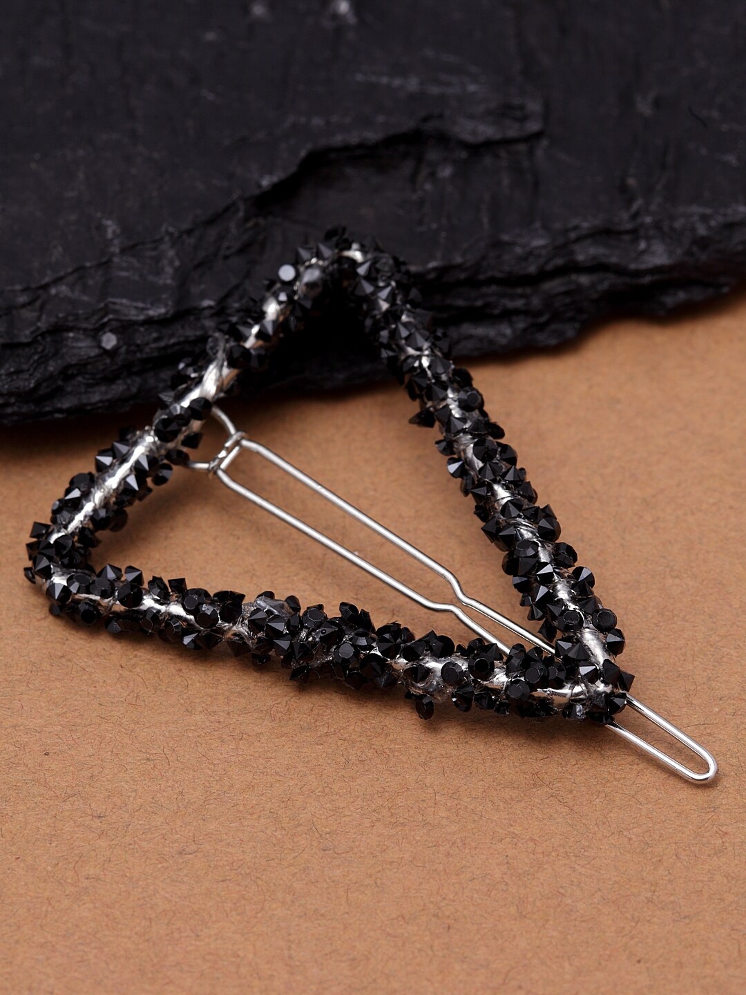 

Ferosh Women Black Black Triangle Embellished Hairpin