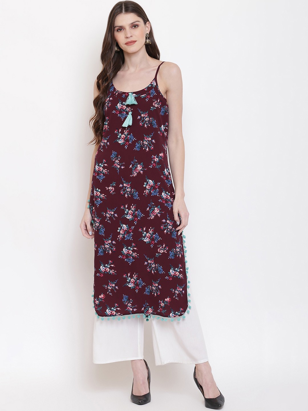 

Napra Women Maroon Printed A-Line Kurta