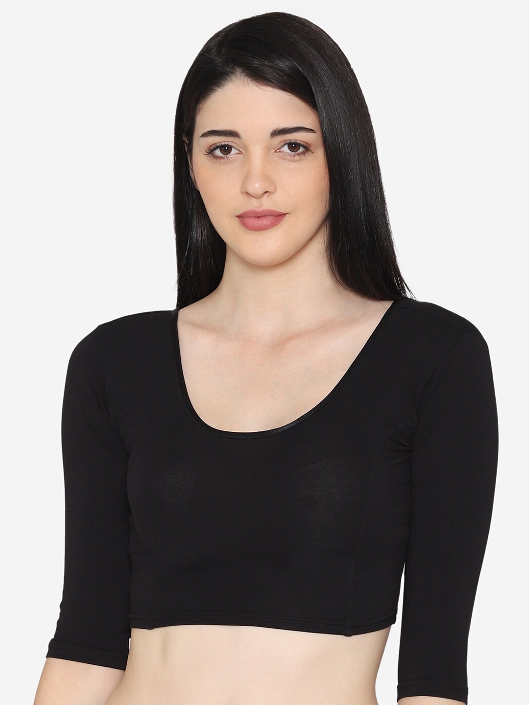 

Vami Women Black Solid Stretchable Saree Blouse