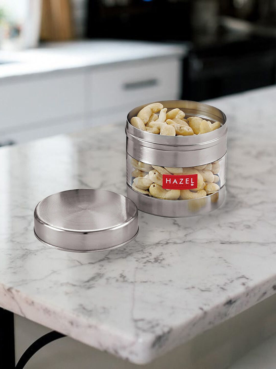 

HAZEL Silver-Toned & Transparent Stainless Steel See Through Container 350 ml