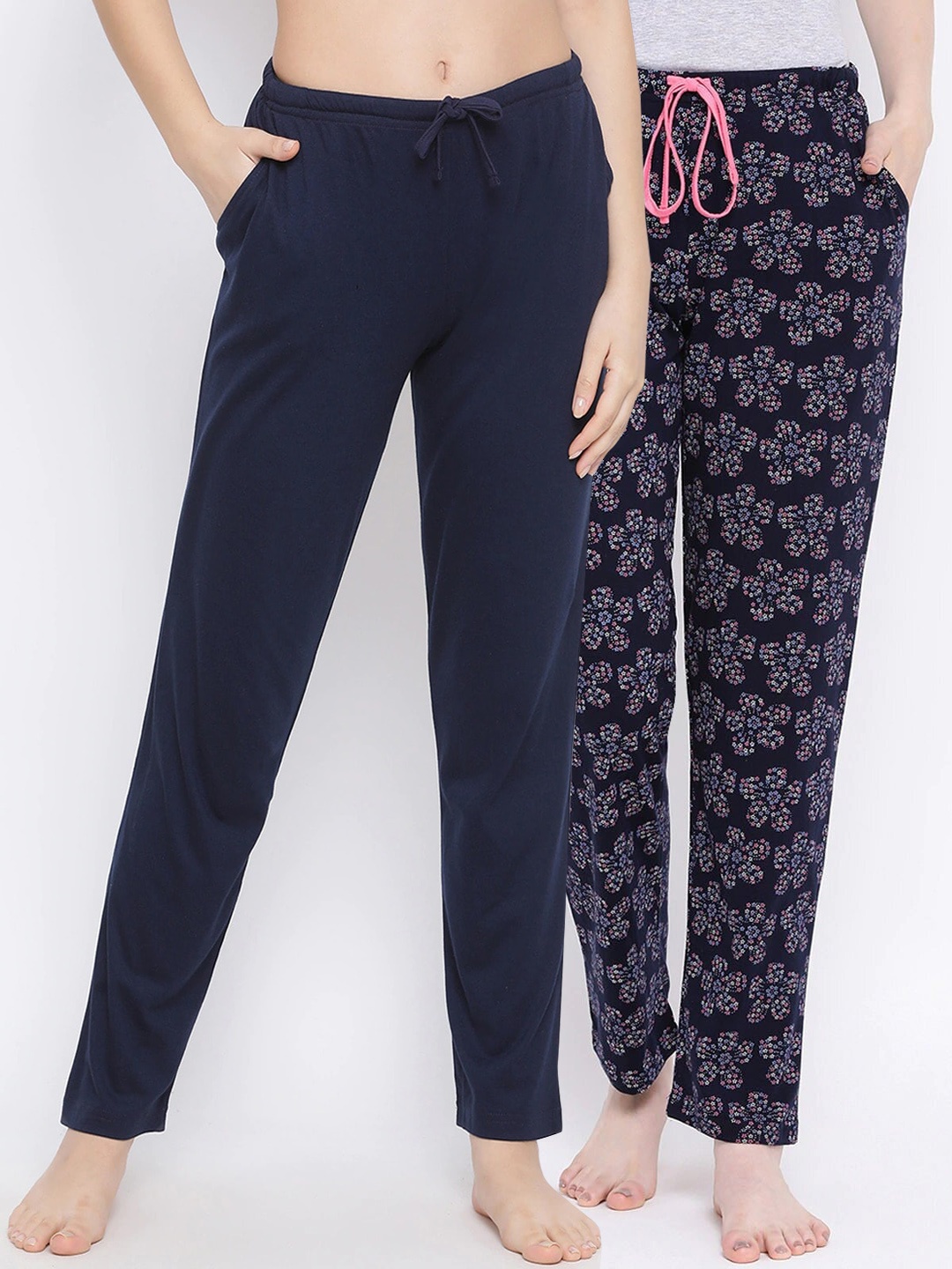 

Kanvin Women Pack Of 2 Printed Lounge Pants, Navy blue