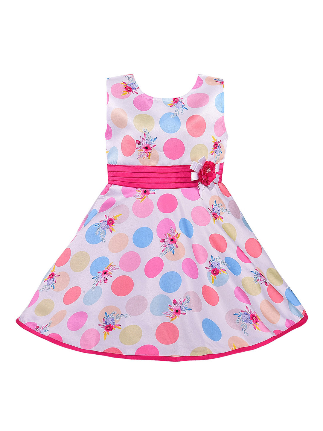 

Wish Karo Girls White Printed Fit and Flare Dress