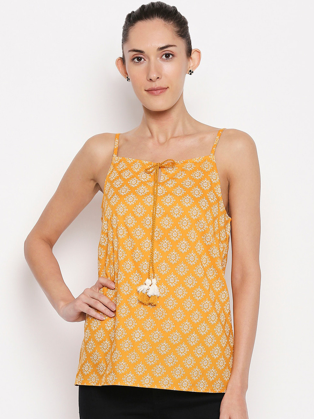 

People Women Mustard Printed Top