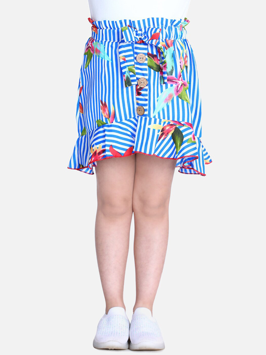 

Cutiekins Girls Blue & White Striped A-Line Skirt